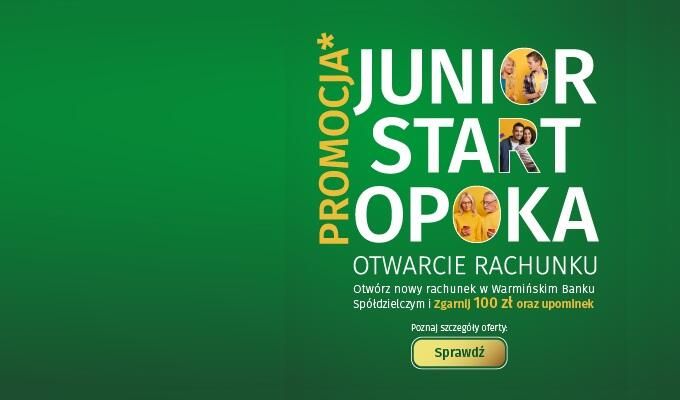 Baner Otwarcie rachunku Junior Start Opoka. Otwórz rachunek i zgarnij 100 złotych oraz upominek