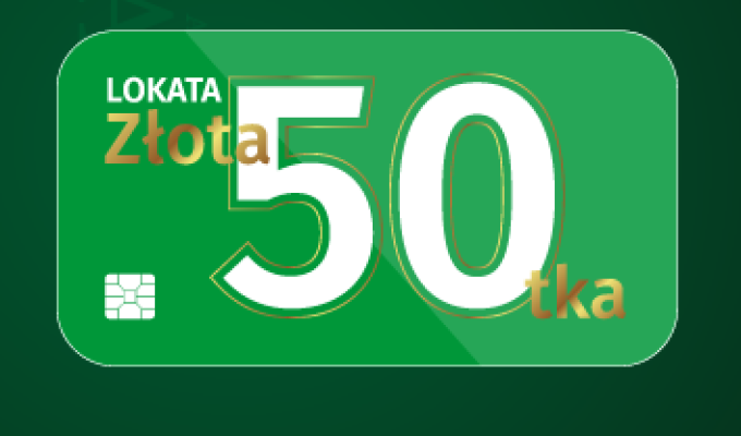 Baner z napisem Lokata Złota 50 tka